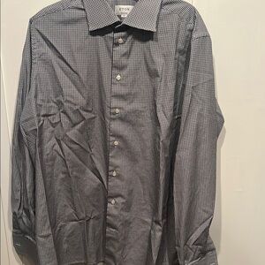 Eton Men's Black and White polka dot  Shirt